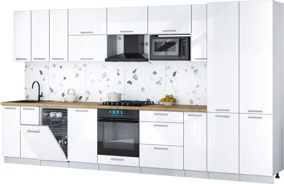 

Готовая кухня Интерлиния Мила Gloss 3.8-ПМ4 (белый/белый/дуб бунратти)