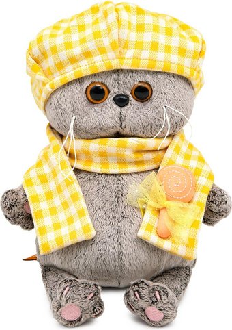 Классическая игрушка BUDI BASA Кот Басик Baby в берете и шарфе в клетку 10870428