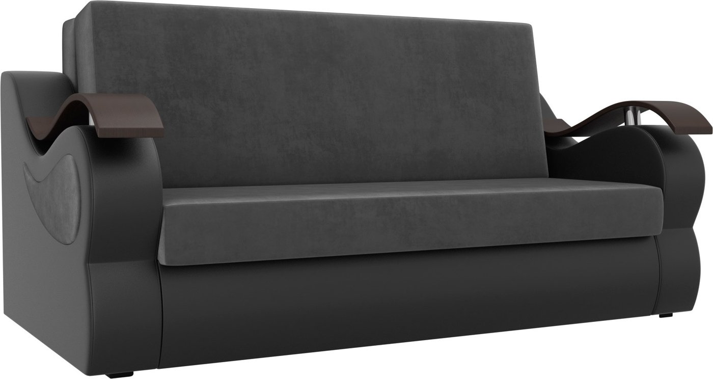 

Диван Лига диванов Меркурий 100 105494 (велюр/экокожа, серый/черный)