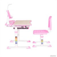 Парта Anatomica Avgusta + стул + выдвижной ящик + светильник + подставка (клен/розовый)