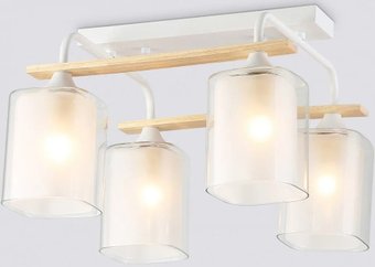 Люстра средней высоты Ambrella TR3033246/4 WH/WD (белый/дерево)