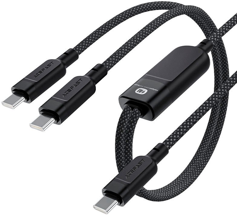 

Кабель AceFast C5-11 USB Type-C - USB Type-Cх2 (1.2 м, черный)