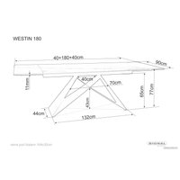 Кухонный стол Signal Westin ceramic WESTINBRC180 (эффект дерева/черный матовый)