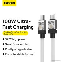 Кабель Baseus CoolPlay Series Fast Charging Data Cable 100W USB Type-C - USB Type-C (2 м, белый)