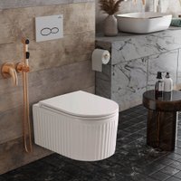 Унитаз подвесной Roxen Royal Matt в комплекте с инсталляцией StounFix Dual Fresh 6 в 1 968277 (кнопка: пастель бежевый)