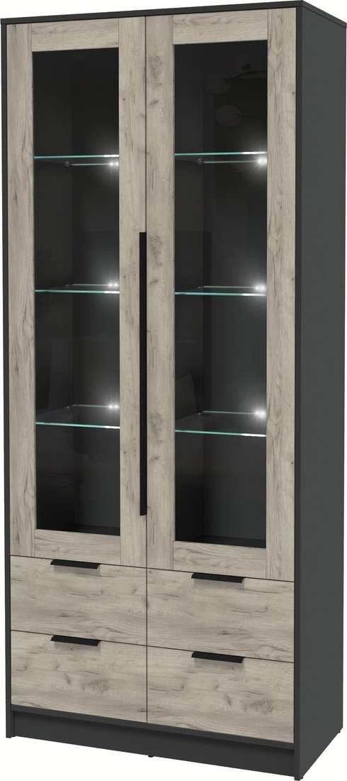 

Шкаф-витрина Интерлиния Концепт КТ-ШВ2 с подсветкой (дуб серый/антрацит)