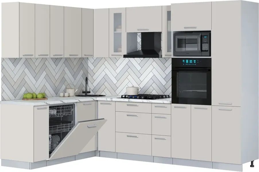 

Готовая кухня Интерлиния Мила Gloss 1.896х2.78 (кашемир/кашемир/белый гранит)