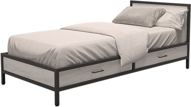 

Кровать Millwood Лофт КМ-3.1/1 Л 207x97x81 (дуб белый Craft/металл черный)