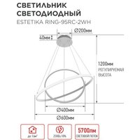 Подвесная люстра In Home Estetika Ring-95RC-2WH 4690612062495
