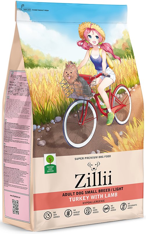 

Сухой корм для собак Zillii Adult Dog Small Breed Light индейка с ягненком 800 г