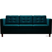 Диван Brioli Дилли клетка Д трехместный (рогожка, J17 темно-синий/темные н.)