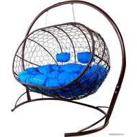 Подвесной диван M-Group Лежебока 11180210 (с коричневым ротангом/синяя подушка)