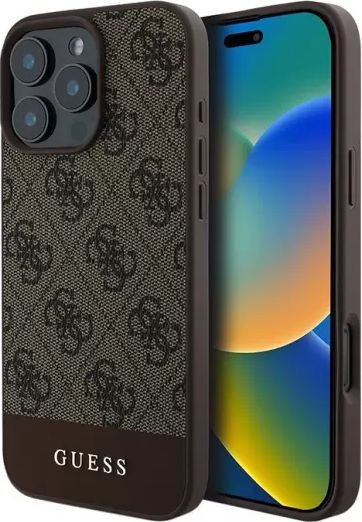 

Чехол для телефона Guess PU 4G Bottom stripe Metal logo для iPhone 16 Pro Max GUHCP16XG4GLBR