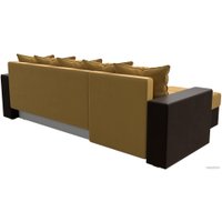 Угловой диван Лига диванов Дубай лайт левый (микровельвет желтый/коричневый)