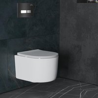 Унитаз подвесной Roxen Simple Compact в комплекте с инсталляцией StounFix Dual Fresh 6 в 1 965318 (кнопка: черное стекло)