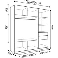 Шкаф-купе Евва АЭП ШК.3.01 233 TG.05 (дуб трюфель/зеркало/венге глянец)