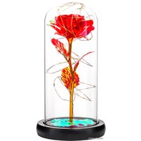 Искусственный цветок Sipl Вечная роза в стеклянном абажуре с подсветкой AG776