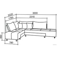 Угловой диван ПетраМебель Оскар правый (велюр бирюза/велюр светлый Вирджиния океан)