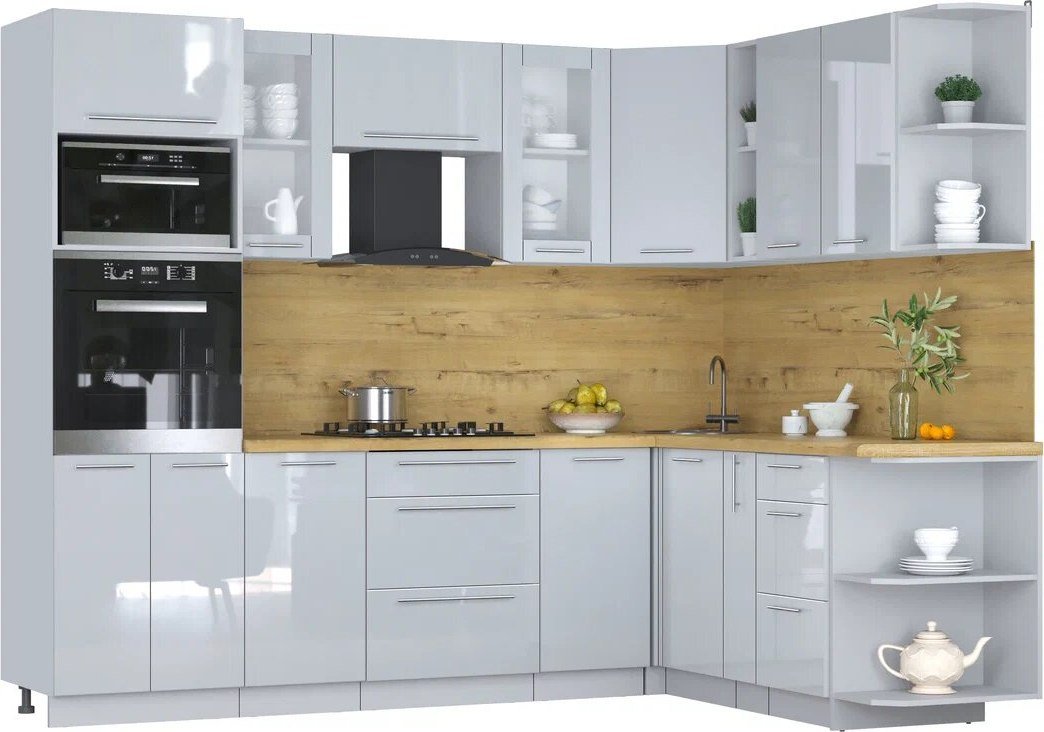 

Готовая кухня Интерлиния Мила Пластик 1.88x2.6 PR (туманный глянец/туманный глянец/дуб бунратти)