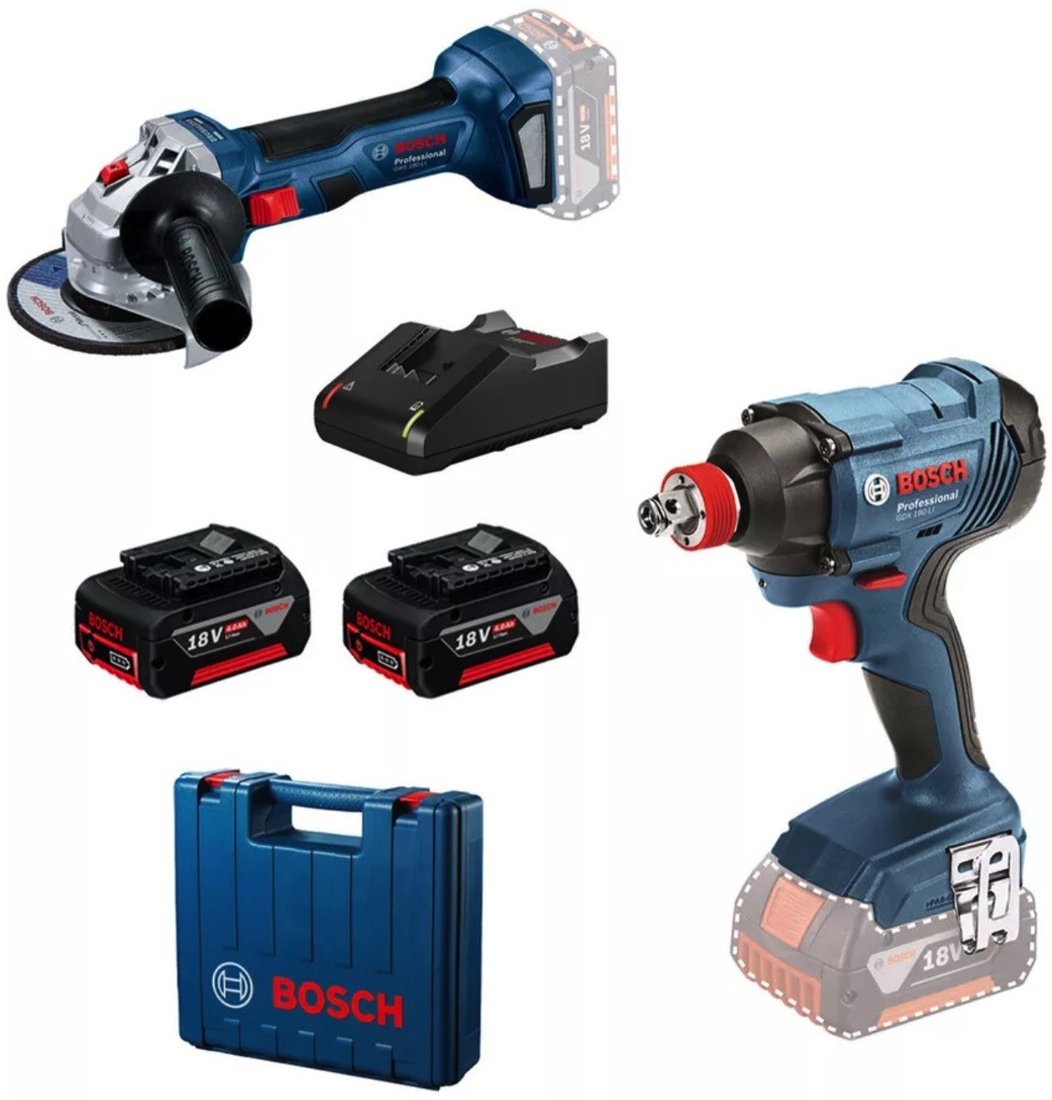 

Bosch 0615990N1U (гайковерт, болгарка, 2 АКБ, кейс)