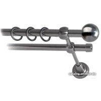 Карниз для штор Lm Decor Шар малый (антрацит, гладкая, 1.6м 16мм, 2 ряда)