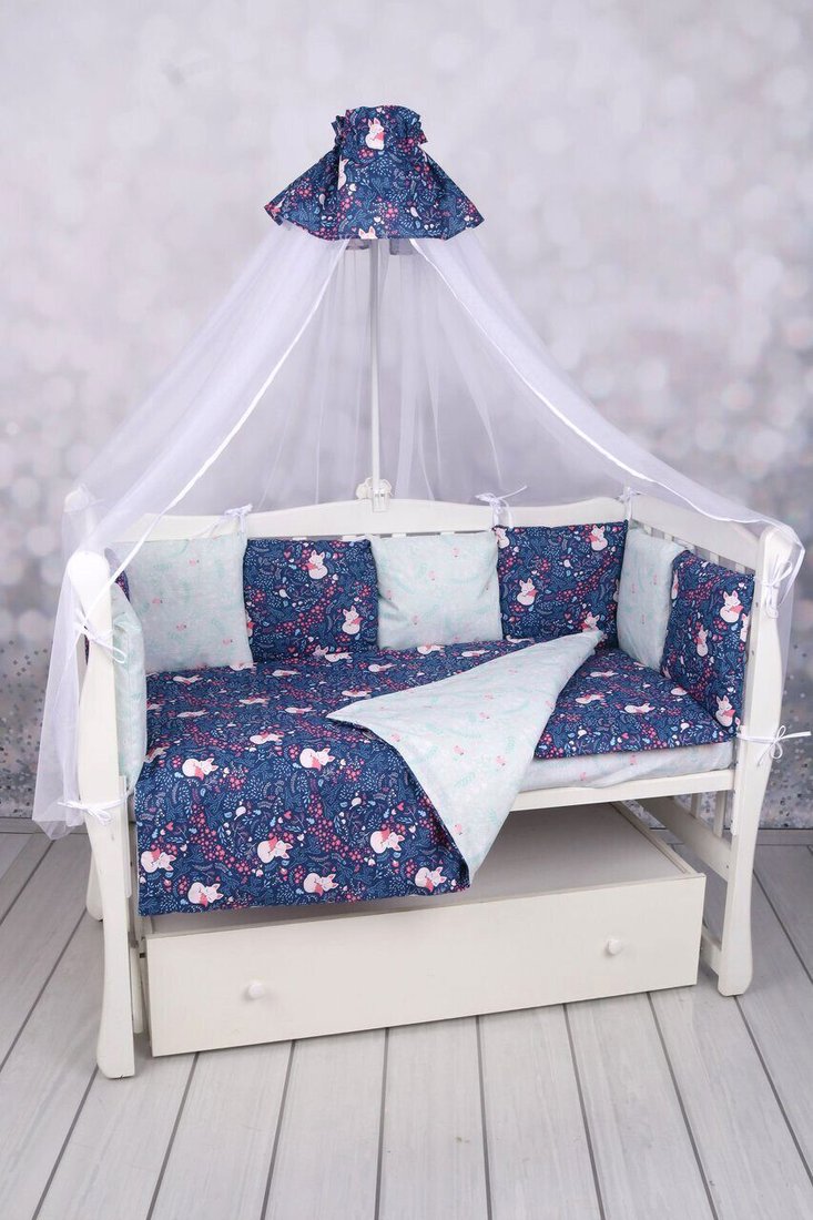

Постельное белье Amarobaby Baby Boom КПБ-3-Лисички (синий)