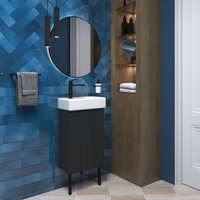  Wellsee Тумба под умывальник 3 в 1 WC Area 221802006 (тумба/матовый темно-серый, раковина/глянцевый белый, ножки/матовый черный)