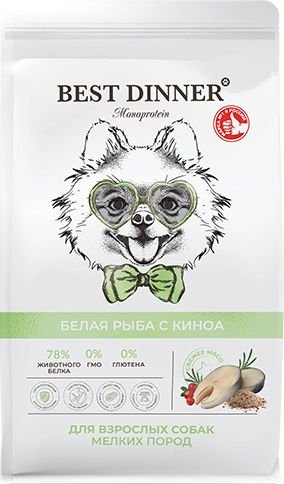 

Сухой корм для собак Best Dinner Monoprotein Adult Mini Fish&Quinoa (1.5 кг)