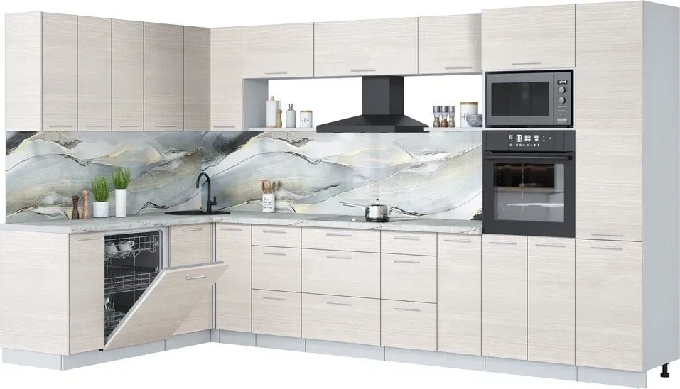 

Готовая кухня Интерлиния Мила Лайт 1.896х3.58 (вудлайн кремовый/вудлайн кремовый/кастилло темный)