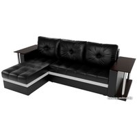 Угловой диван Craftmebel Атланта М угловой 2 стола (боннель, левый, черная экокожа)