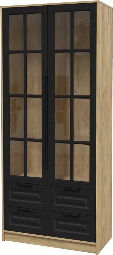 

Шкаф-витрина Интерлиния Концепт КТ-ШВ2 Деко ( дуб золотой/черный)