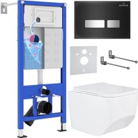 Унитаз подвесной Roxen Boro One Rimless 6 в 1 StounFix Dual Fresh 649644 (чёрное стекло)