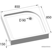 Душевой поддон BelBagno TRAY-BB-A-85-15-W 85x85