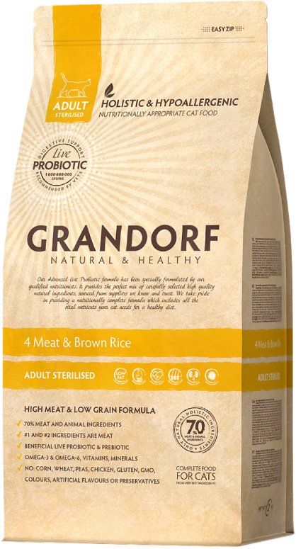 

Сухой корм для кошек Grandorf 4 Meat&Brown Rice Living Probiotics Adult Sterilized 400 г