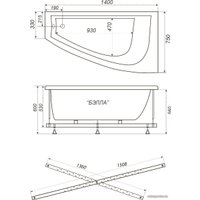 Ванна Triton Бэлла 140x76R (с каркасом)