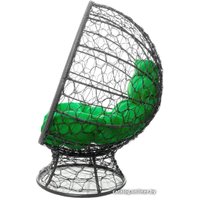 Кресло M-Group Кокос на подставке 11590304 (серый ротанг/зеленая подушка)