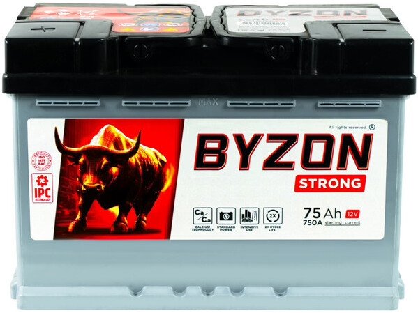 

Автомобильный аккумулятор BYZON Strong L+ (75 А·ч)