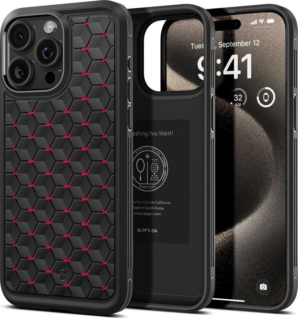 

Чехол для телефона Spigen Cryo Armor для iPhone 15 Pro Max ACS06604 (черный/красный)