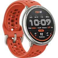 Умные часы Amazfit Active 2 (серебристый, с оранжевым силиконовым ремешком)