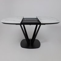 Кухонный стол Listvig Merlin 110-150х75 (МДФ+HPL-пластик белый Monte Belo/черный)