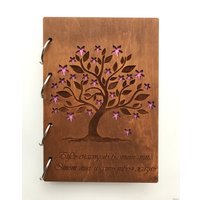 Ежедневник Творческая мастерская "Пуговка" Анастасии Минич А5 на кольцах Дерево с цветами