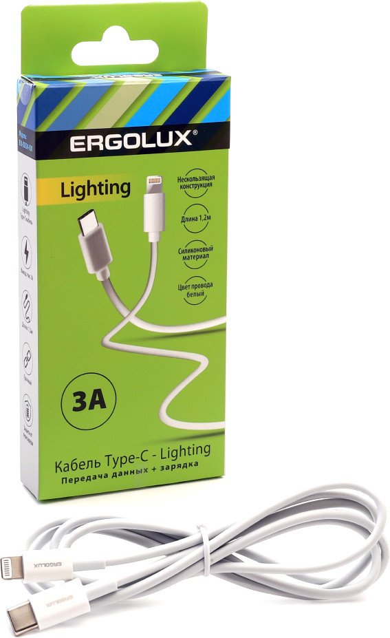 

Кабель Ergolux ELX-CDC04-C01 USB Type-C - Lightning (1.2 м, белый)