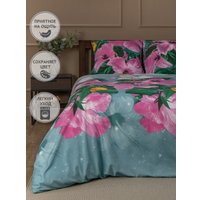 1.5-спальный комплект постельного белья Amore Mio Мако-сатин Bell Микрофибра 1.5сп 92988 (зеленый/розовый)