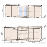 Готовая кухня Интерлиния Мила 22 (дуб золотой-антрацит-дуб бунратти)