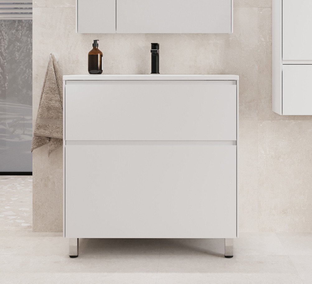 Symbolite Тумба под умывальник Лима 80 Line Plus 2 ящика (белый матовый)