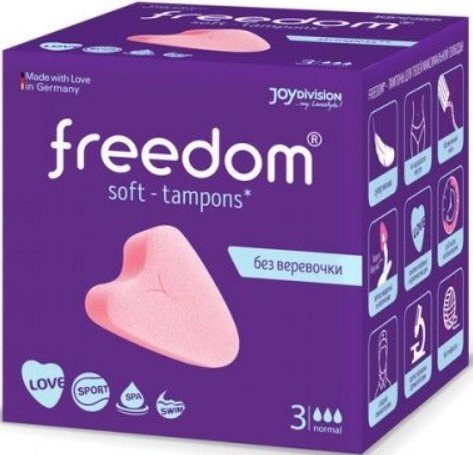

Тампоны без аппликатора JoyDivision Freedom Normal для спорта и секса 3 шт