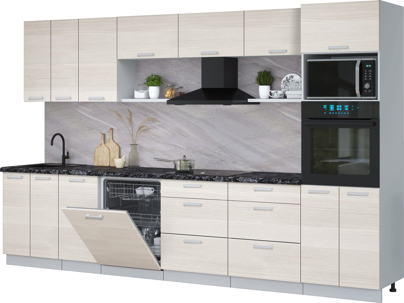 

Готовая кухня Интерлиния Мила Лайт 3.4-ПМ1-2 (вудлайн кремовый/вудлайн кремовый/кастилло темный)