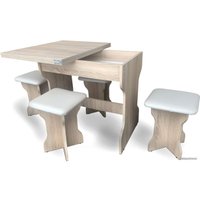 Обеденная группа Анмикс ЛДСП (дуб санома/кожзам ваниль)