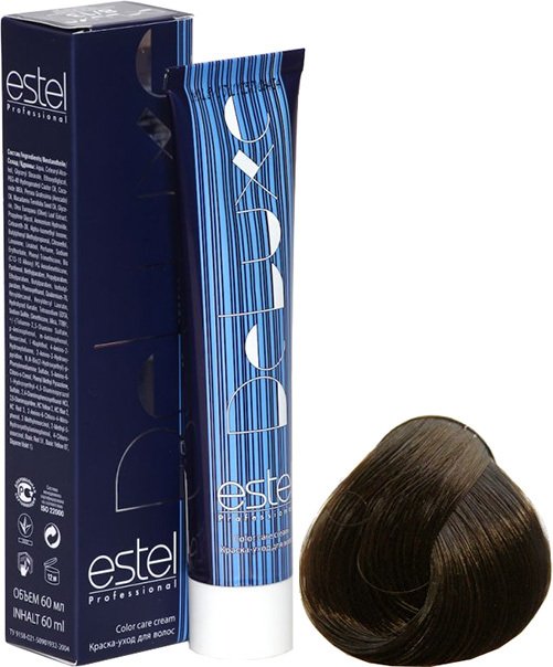 

Крем-краска для волос Estel Professional De Luxe 4/70 шатен коричневый для седины