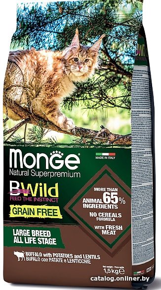 Сухой корм для кошек Monge BWild Cat Grain Free Buffalo 1.5 кг
